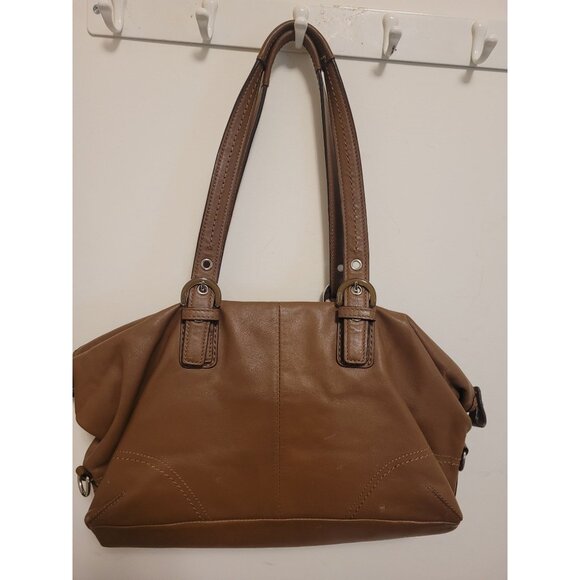 Coach Handbags - VTG Coach Brown Leather Tote Bag Purple Interior Zip Closure Y2K 2000s vampire